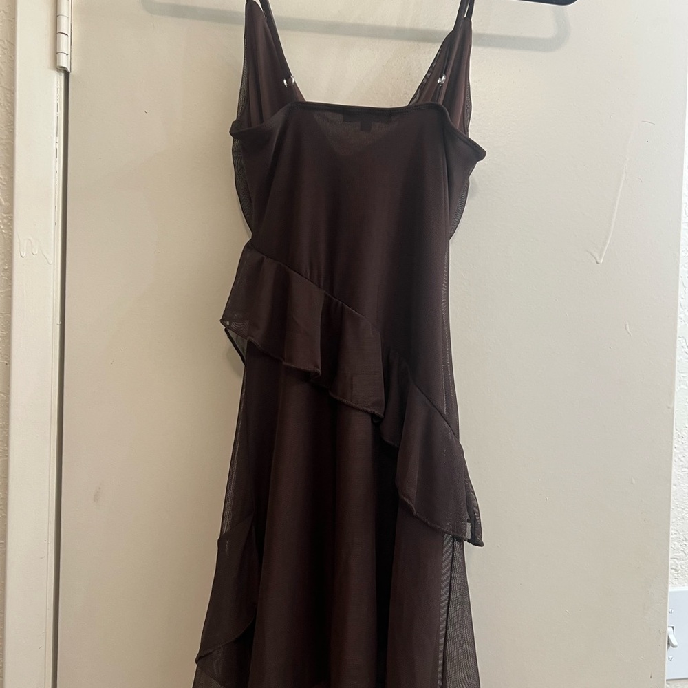 Fashion Nova Asymmetrical Brown Dress
